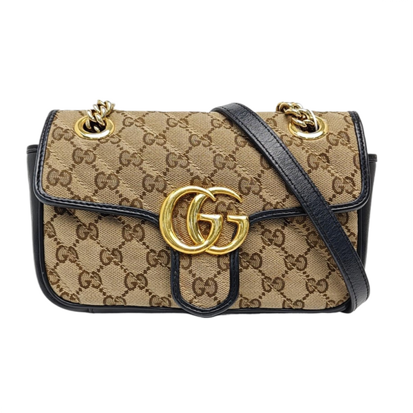 GG Marmont Small Quilted Canvas Brown
