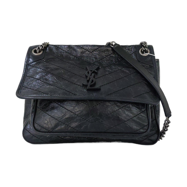 NIKI Medium Chevron Calfskin Black