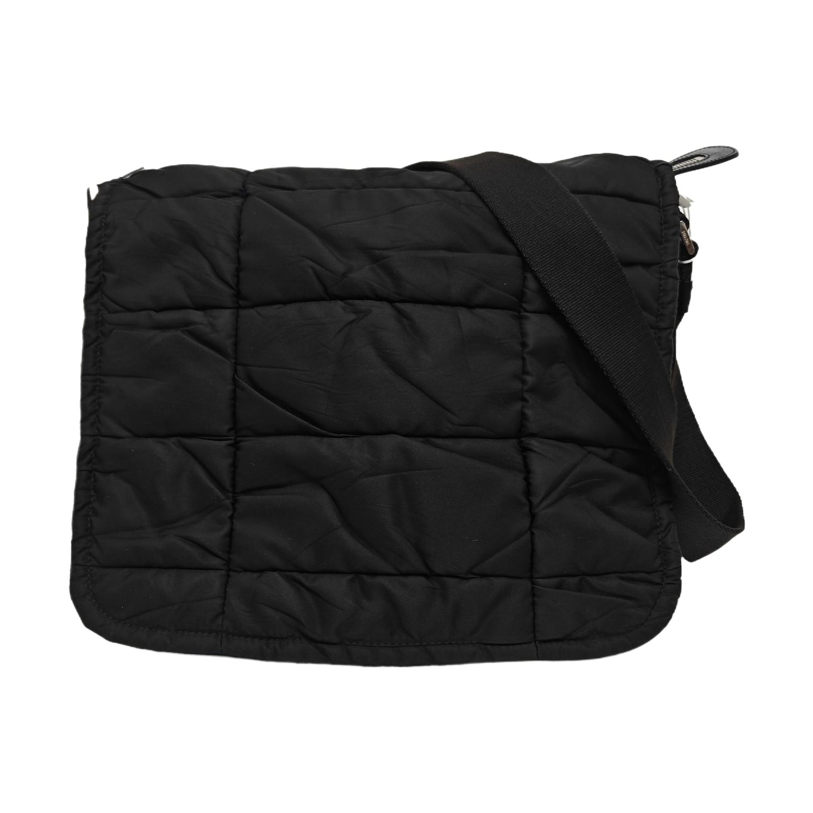 Quilted Nylon Shoulder Bag Black