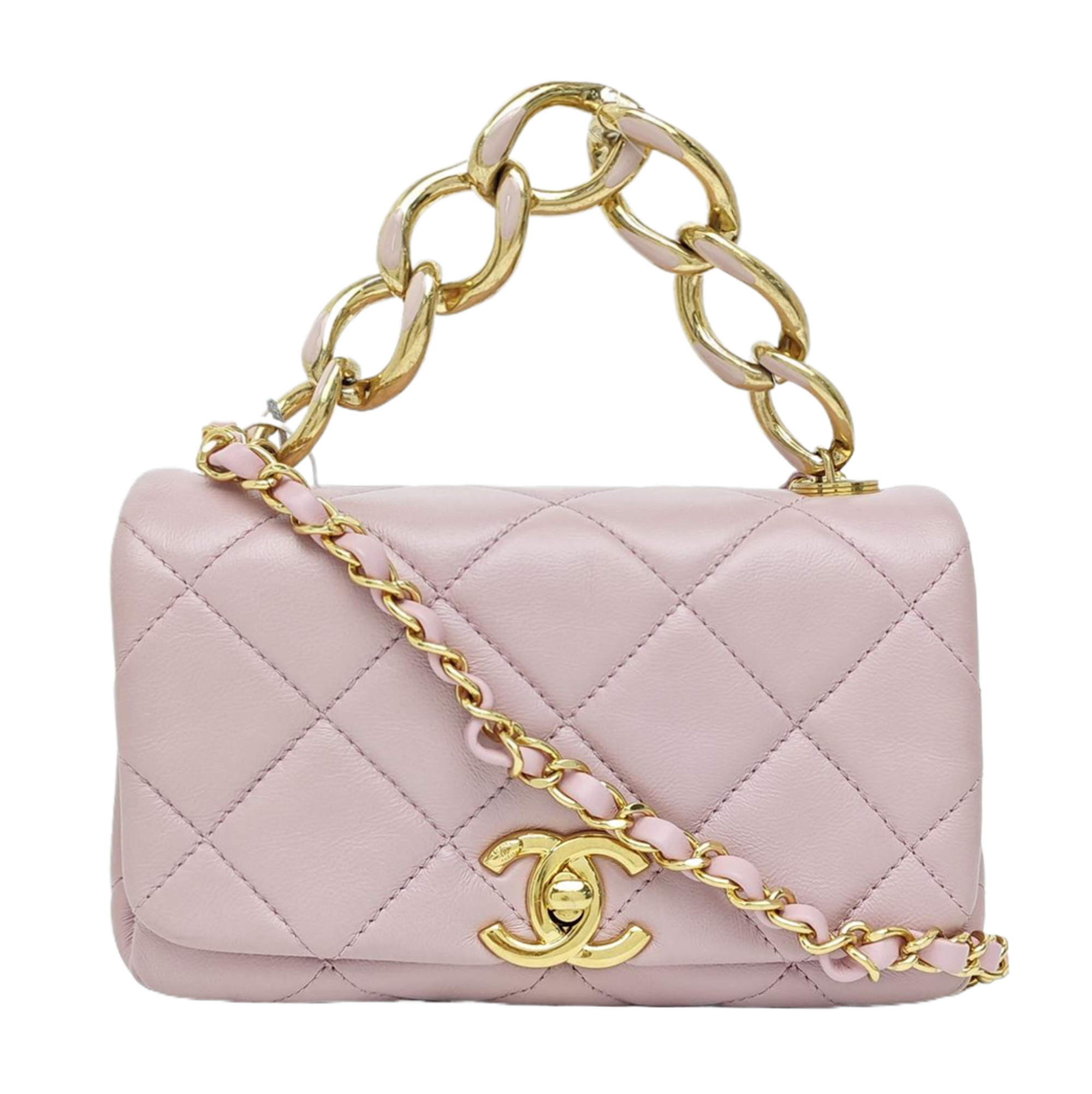Quilted Lambskin Shoulder Bag Pink