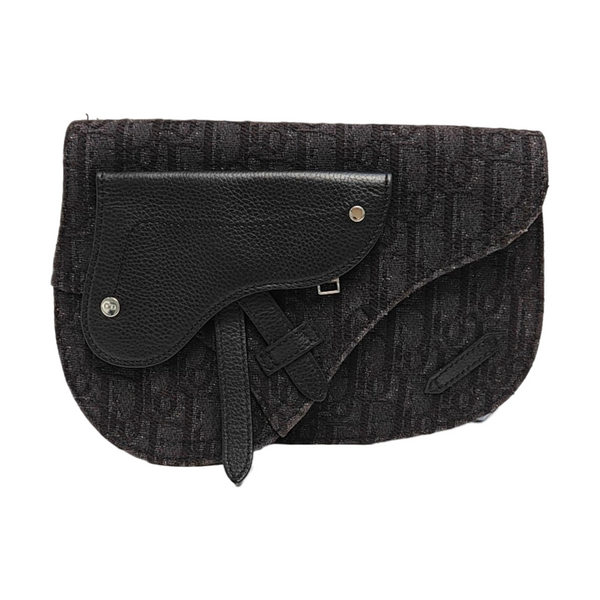 Saddle Medium Oblique Canvas Black