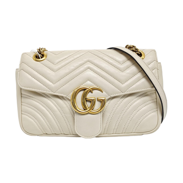 GG Marmont Medium Quilted Calfskin White