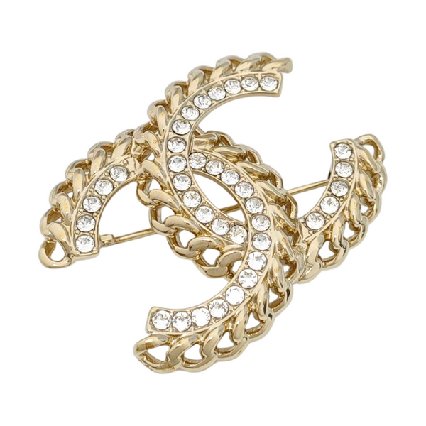 CC Logo Metal Gold Brooch