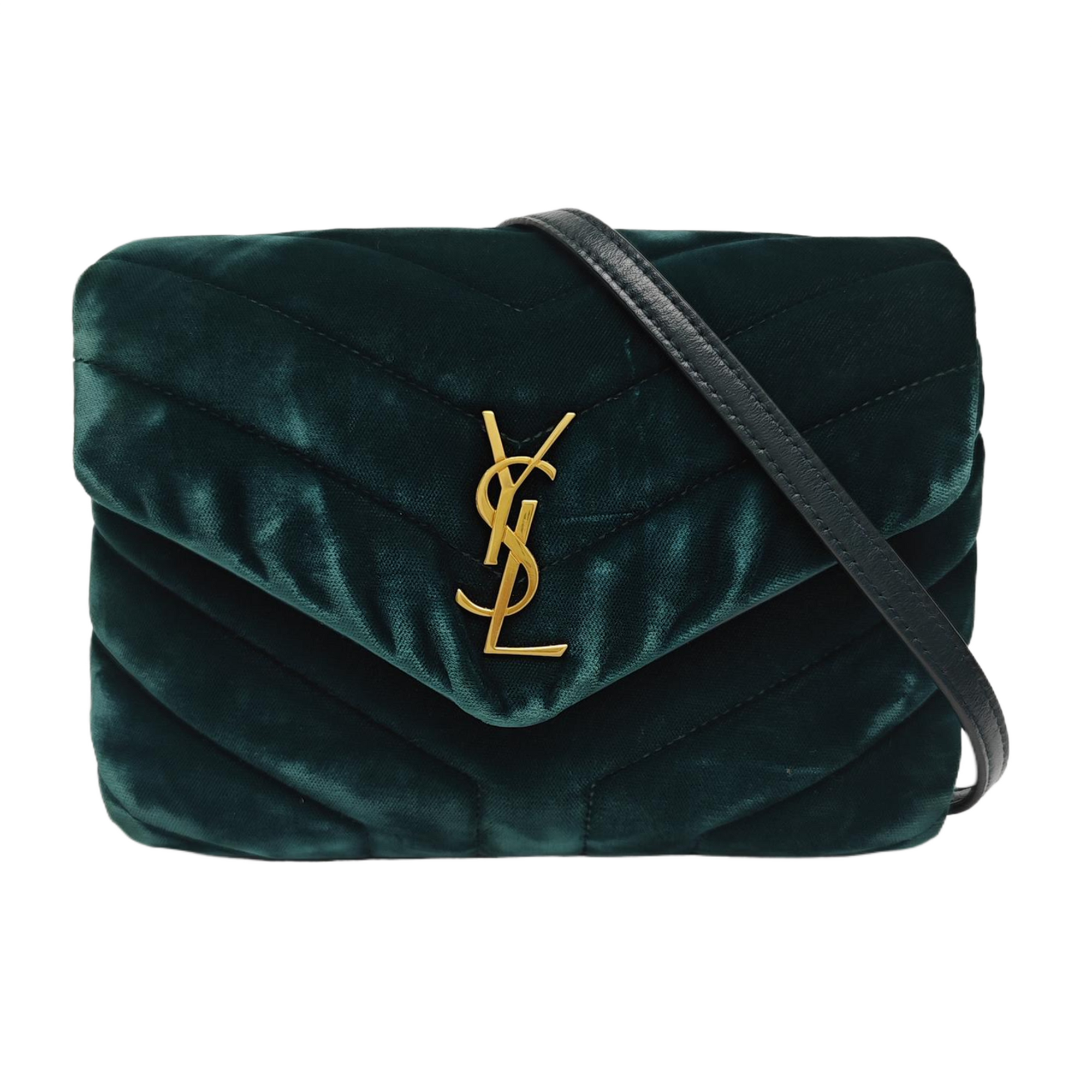 LOULOU Extra Small Chevron Velvet Green