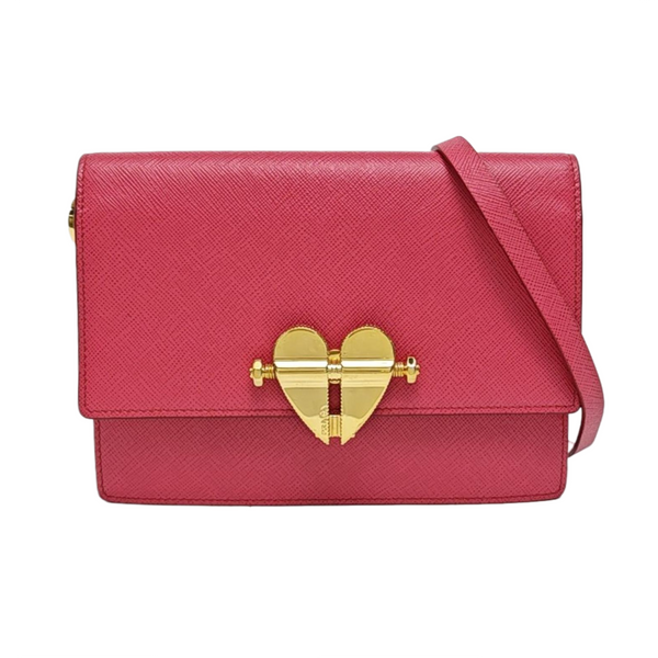 Saffiano Calfskin Shoulder Bag Mini Red