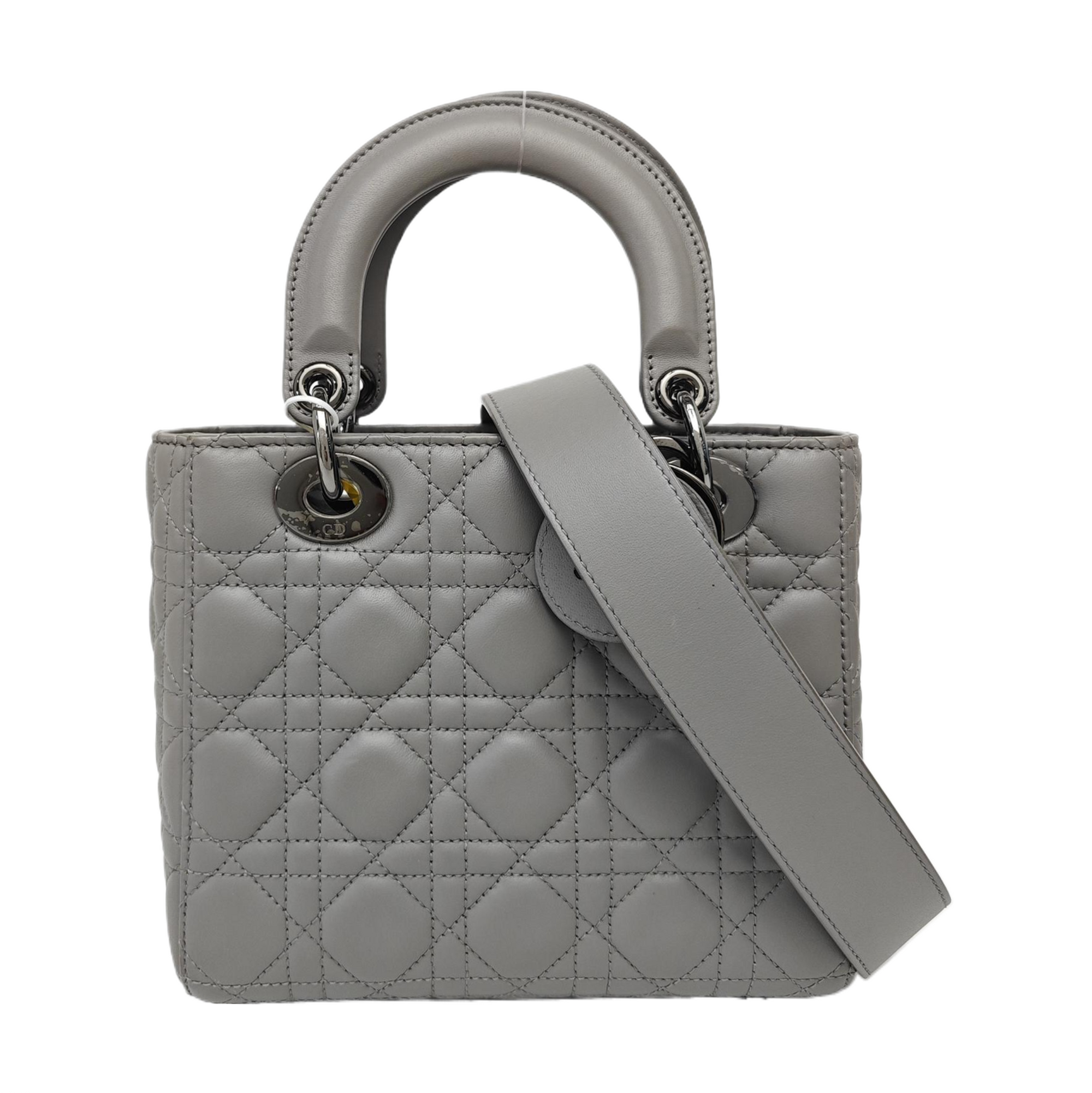 Lady Dior Small Cannage Lambskin Gray