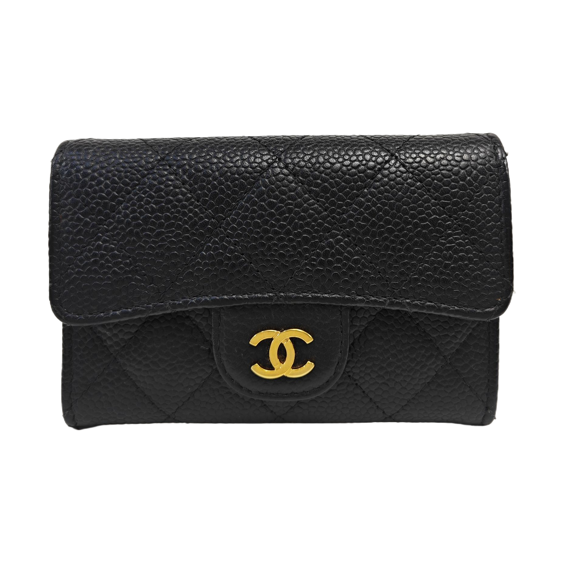 CLASSIC FLAP Quilted Grained Calfskin Black Wallet