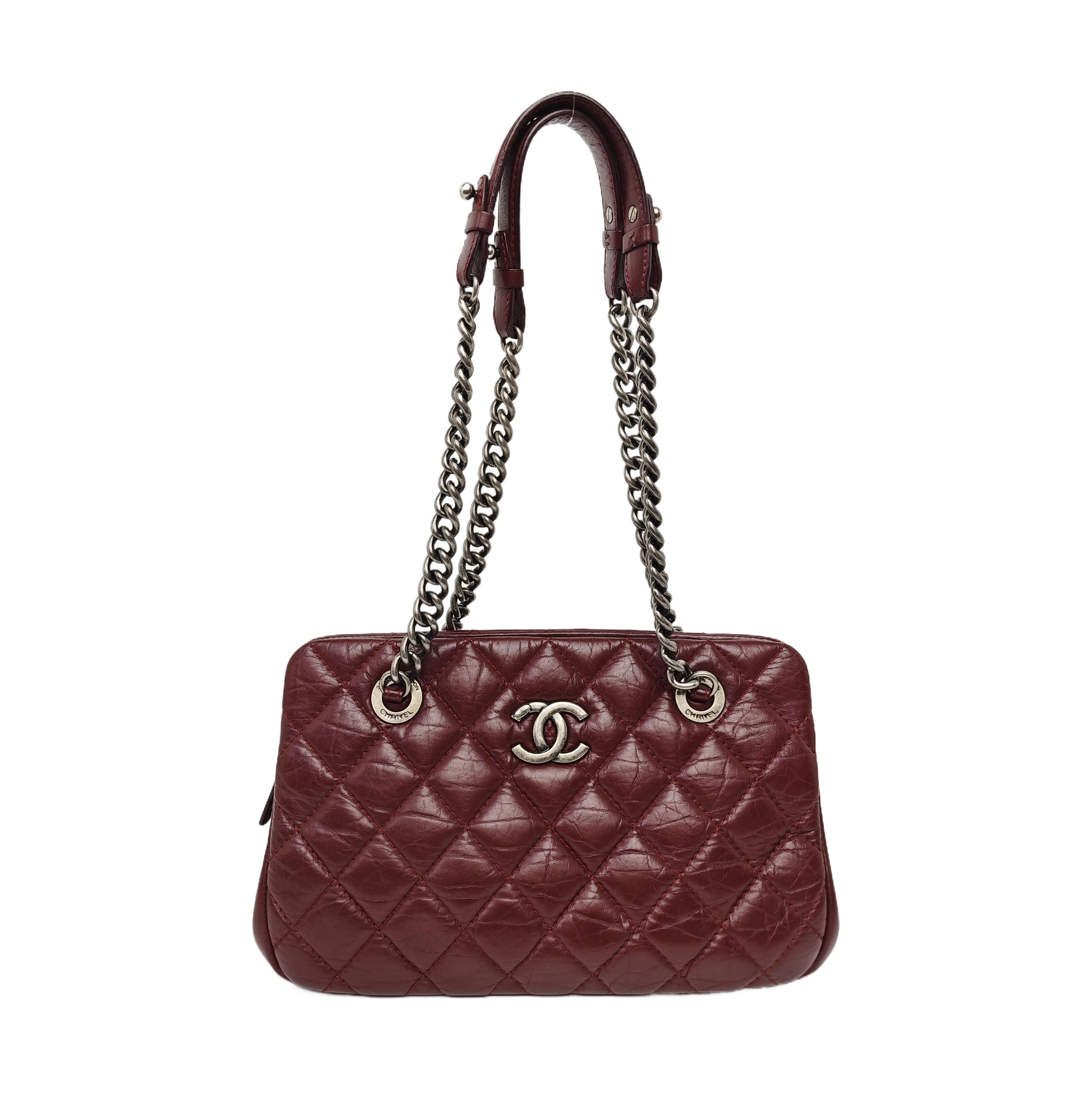 Quilted Calfskin Tote Bag Red