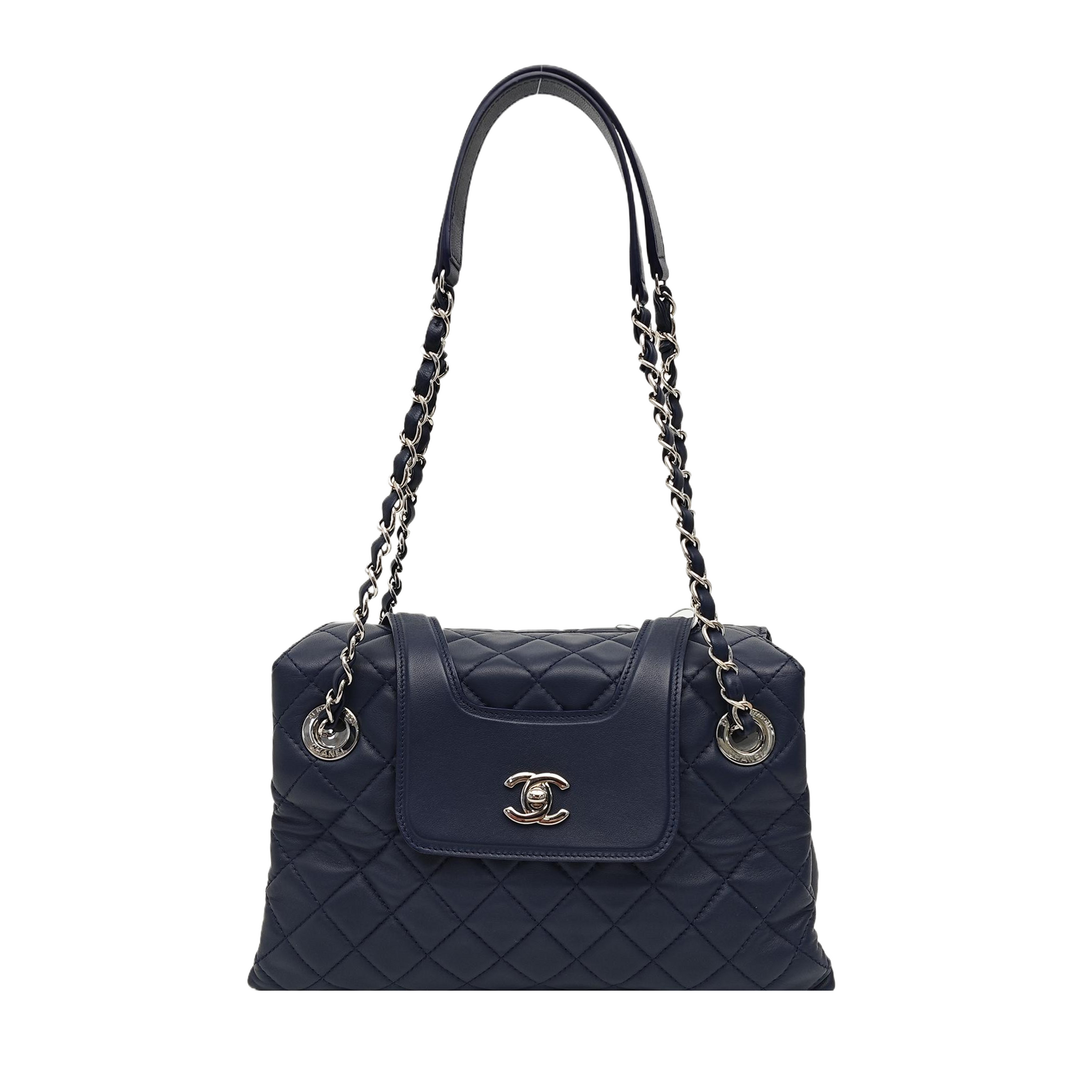 Quilted Lambskin Shoulder Bag Blue