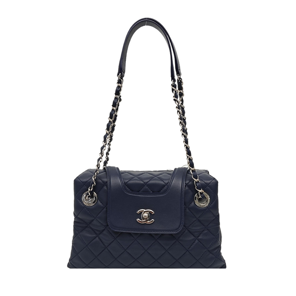 Quilted Lambskin Shoulder Bag Blue
