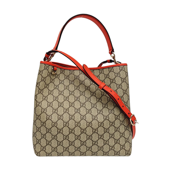 GG Emblem Medium Monogram Coated Canvas Beige