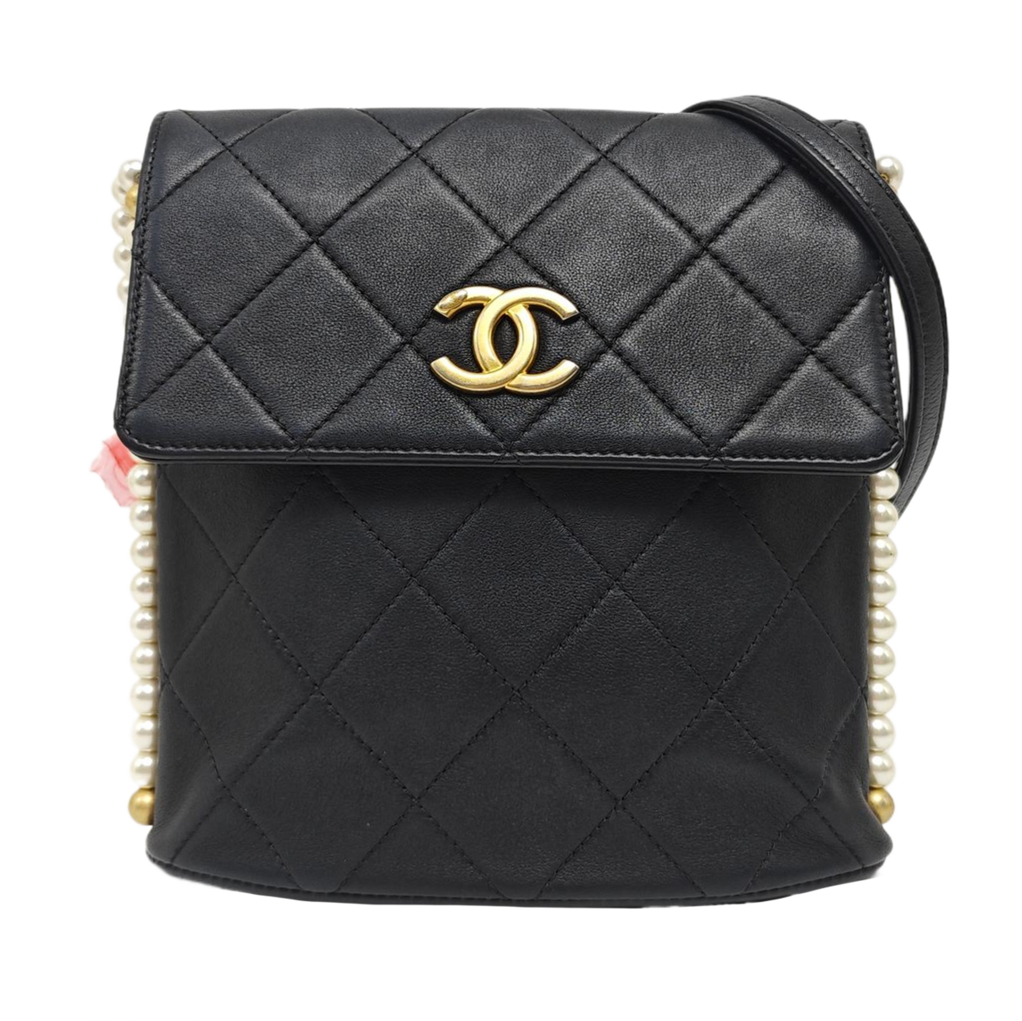 Quilted Calfskin Shoulder Bag Small Black