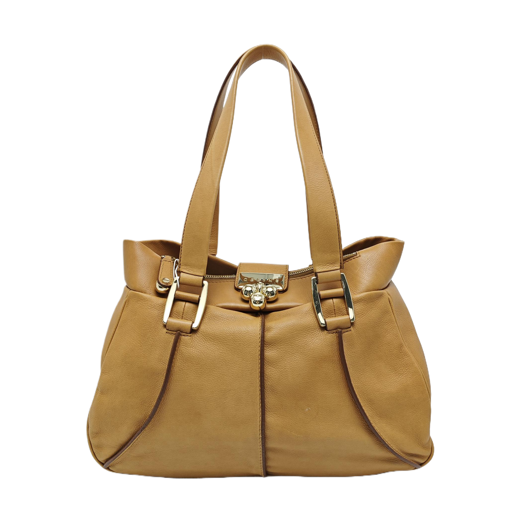 Calfskin Top Handle Bag Brown