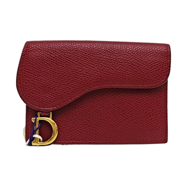 Saddle Mini Calfskin Red Card Holder