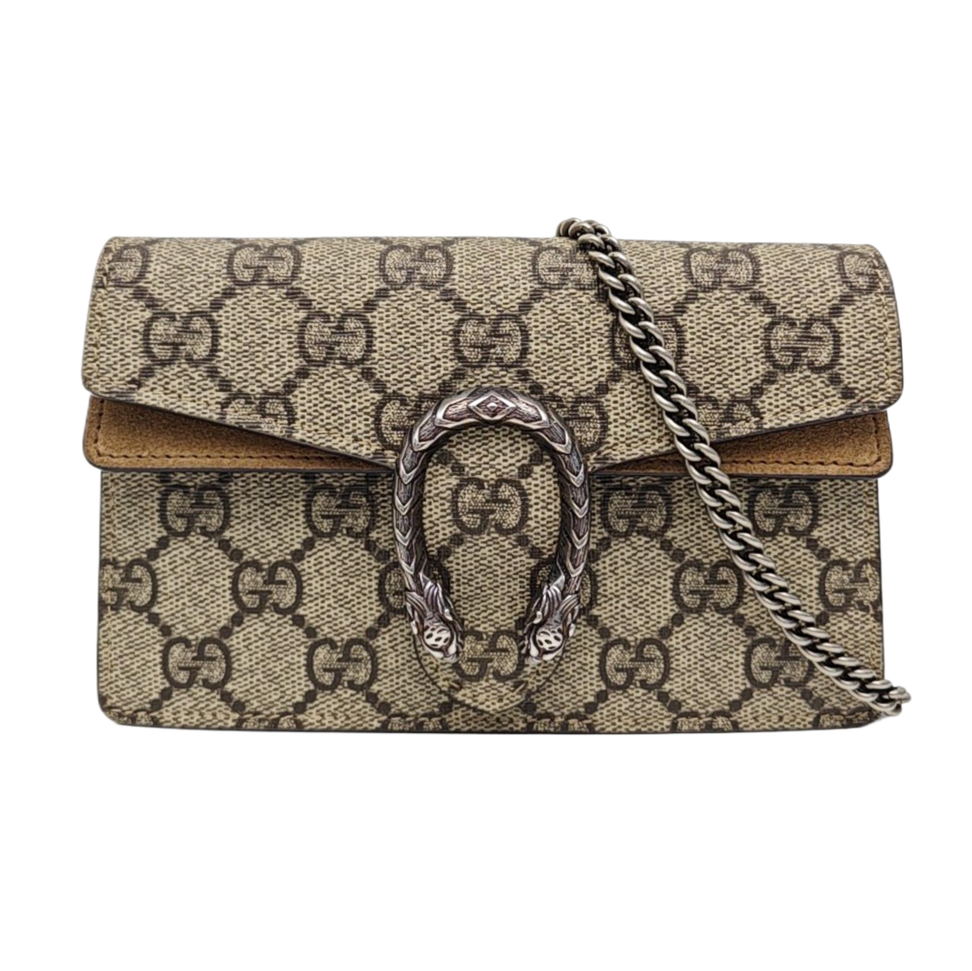 Dionysus Super Mini Monogram Coated Canvas Beige