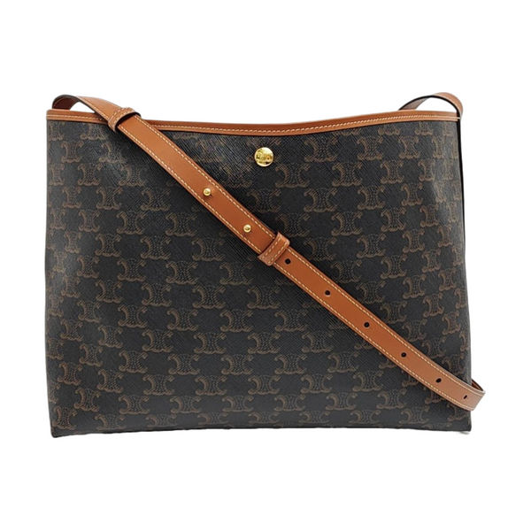 Coated Canvas Shoulder Bag Brown