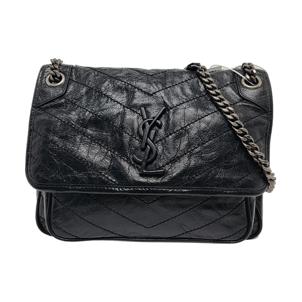 NIKI Medium Chevron Calfskin Black