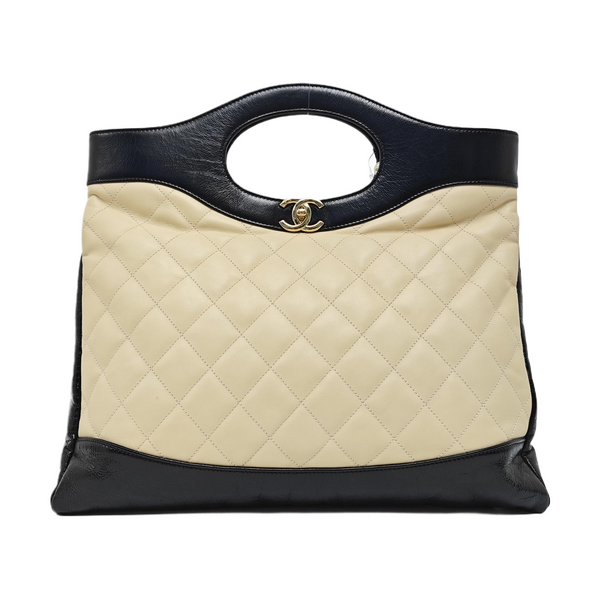 CHANEL 31 Large Quilted Calfskin Beige
