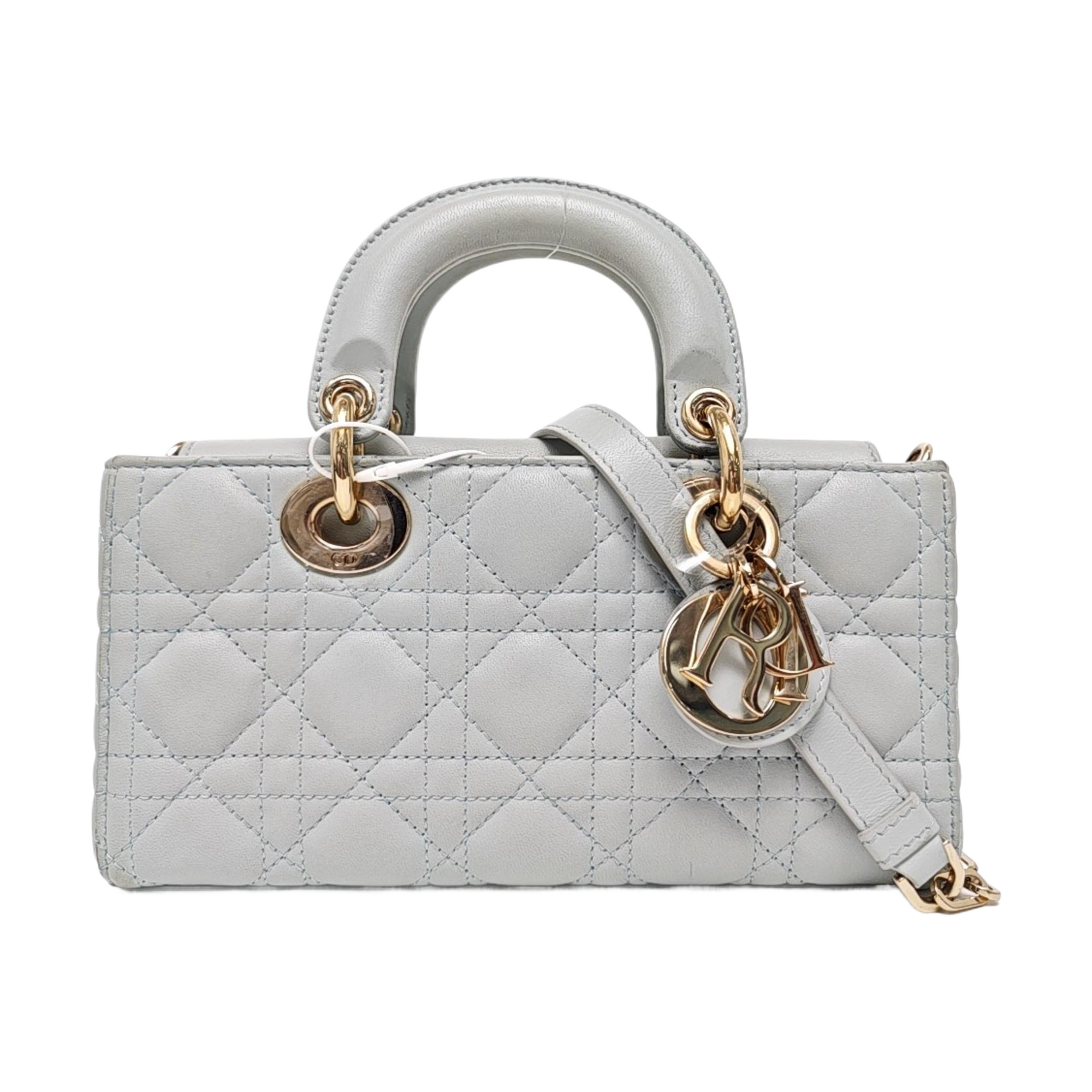 Lady D-Joy de piel de cordero Cannage en azul
