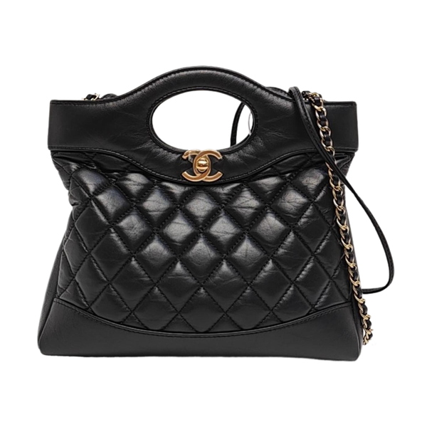 CHANEL 31 Mini Quilted Waxed Cafskin Black
