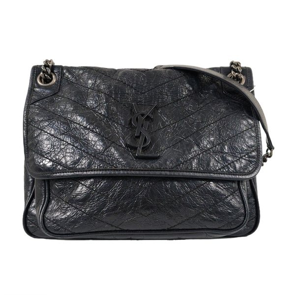 NIKI Medium Chevron Calfskin Black