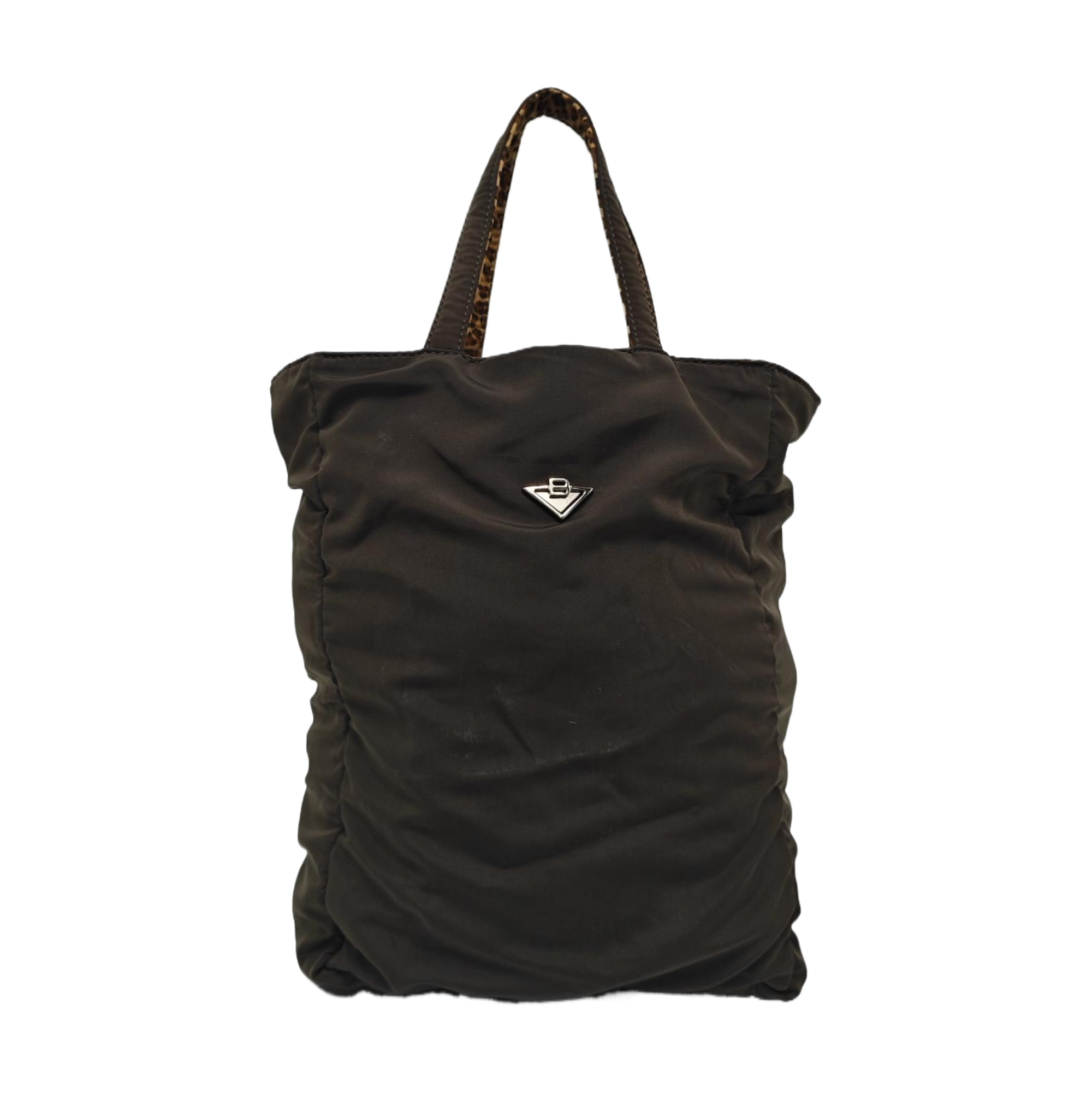 Fabric Top Handle Bag Brown