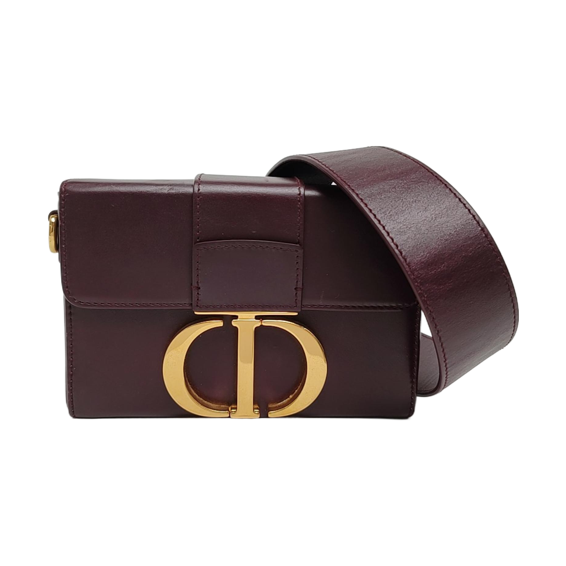 Authenticated pre-owned  30 Montaigne Oblique Calfskin Burgundy - Shoulder Bag at Looply