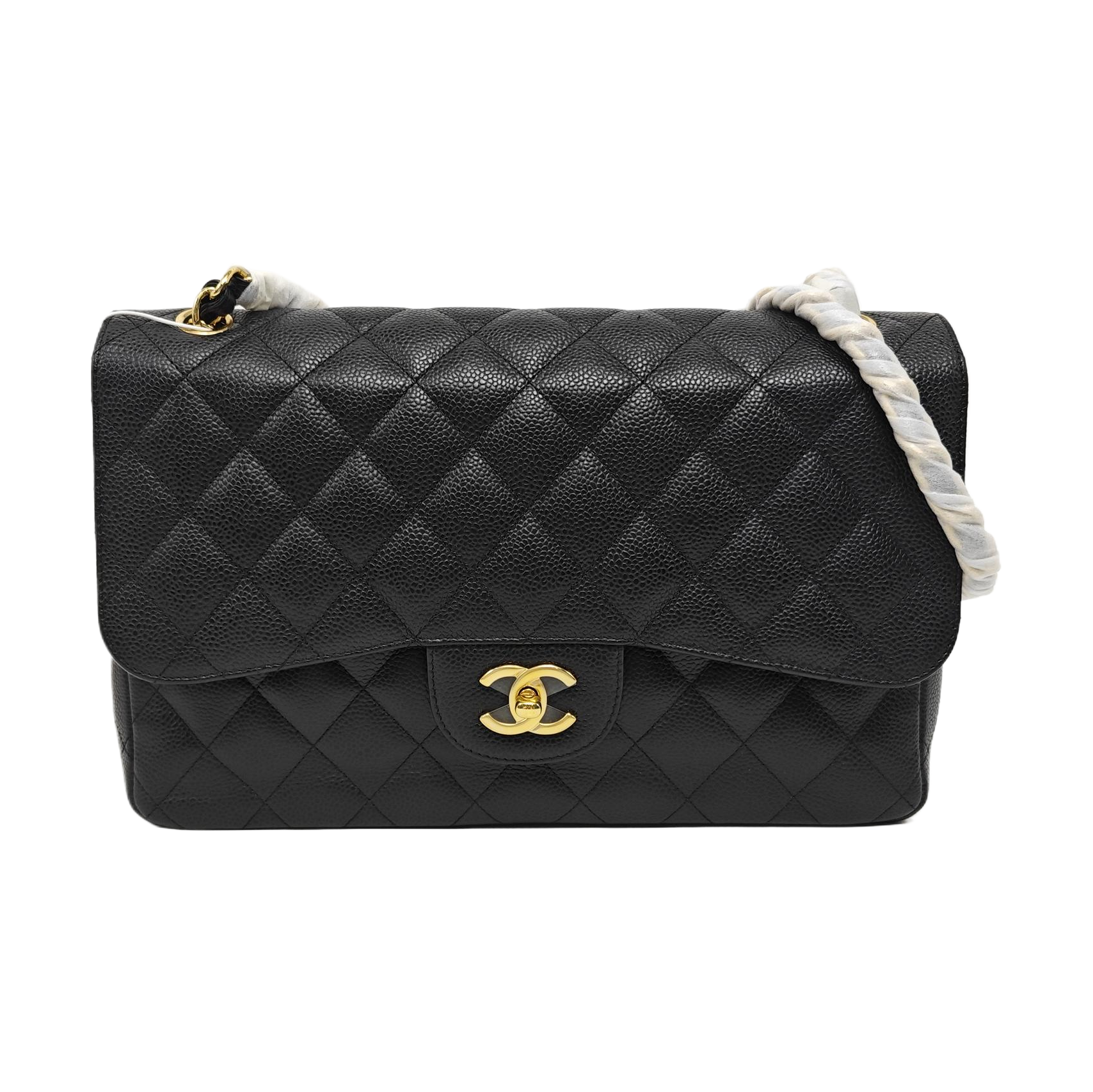 CLASSIC FLAP Jumbo Quilted Grained Calfskin Black