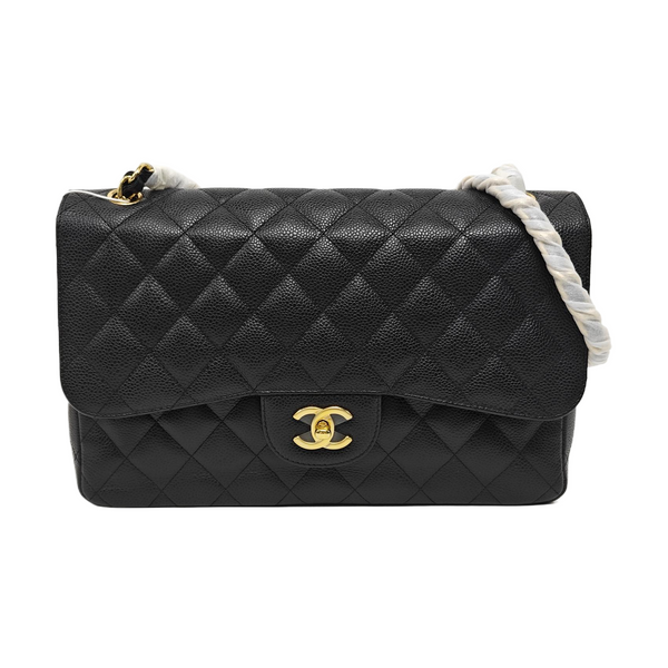CLASSIC FLAP Jumbo Quilted Grained Calfskin Black