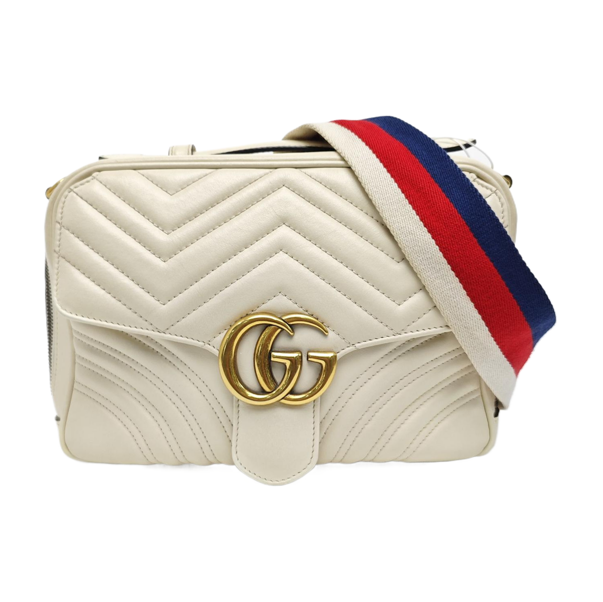 GG Marmont Medium Quilted Calfskin White