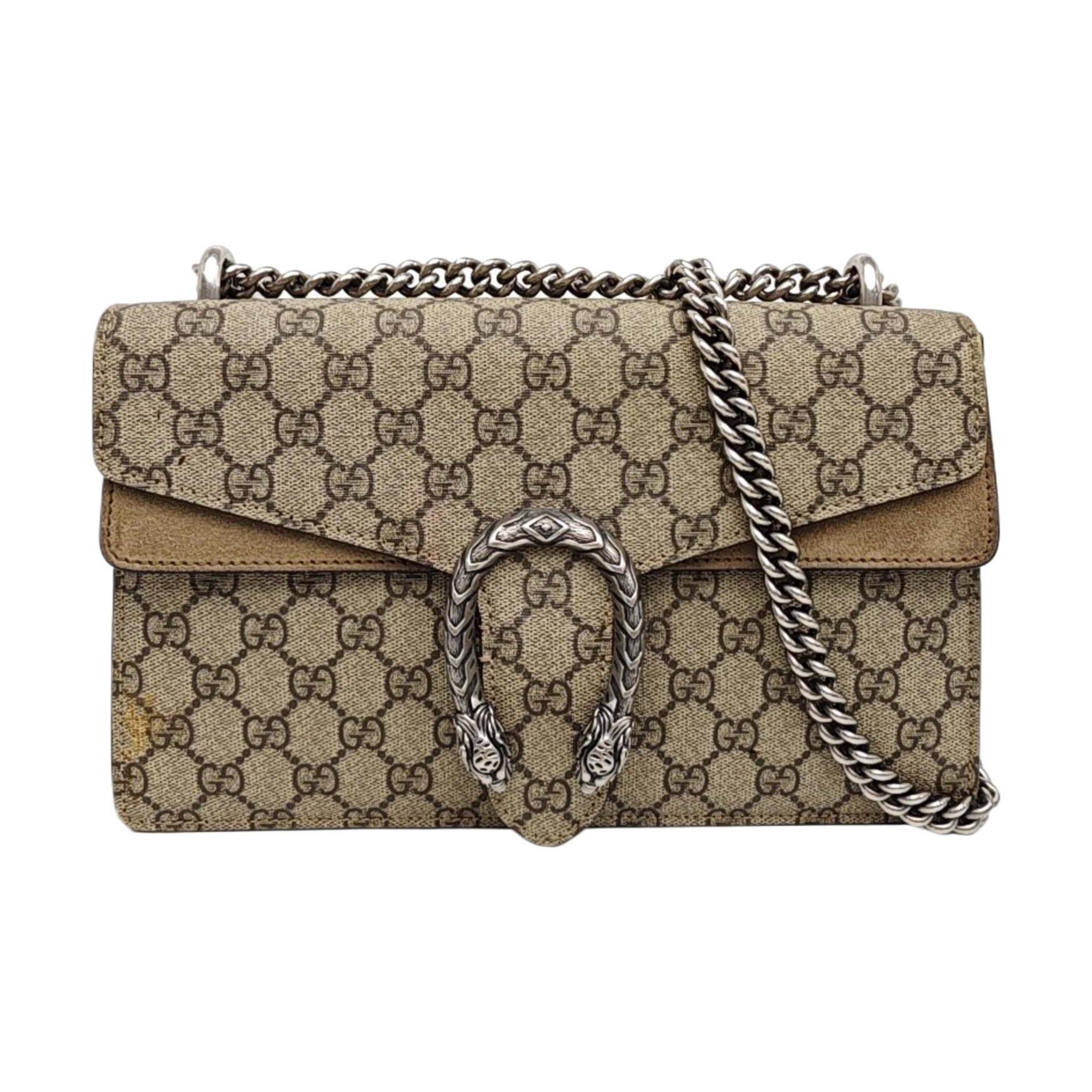 Dionysus Small Monogram Coated Canvas Beige