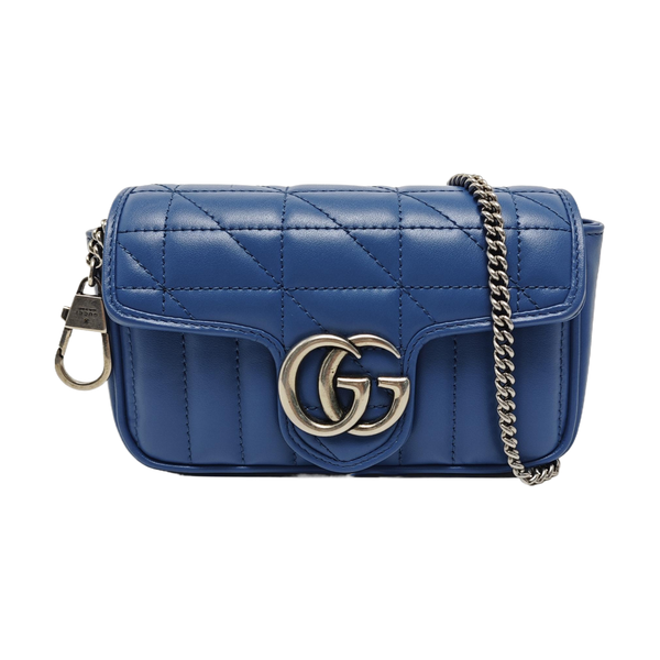 GG Marmont Mini Quilted Calfskin Blue