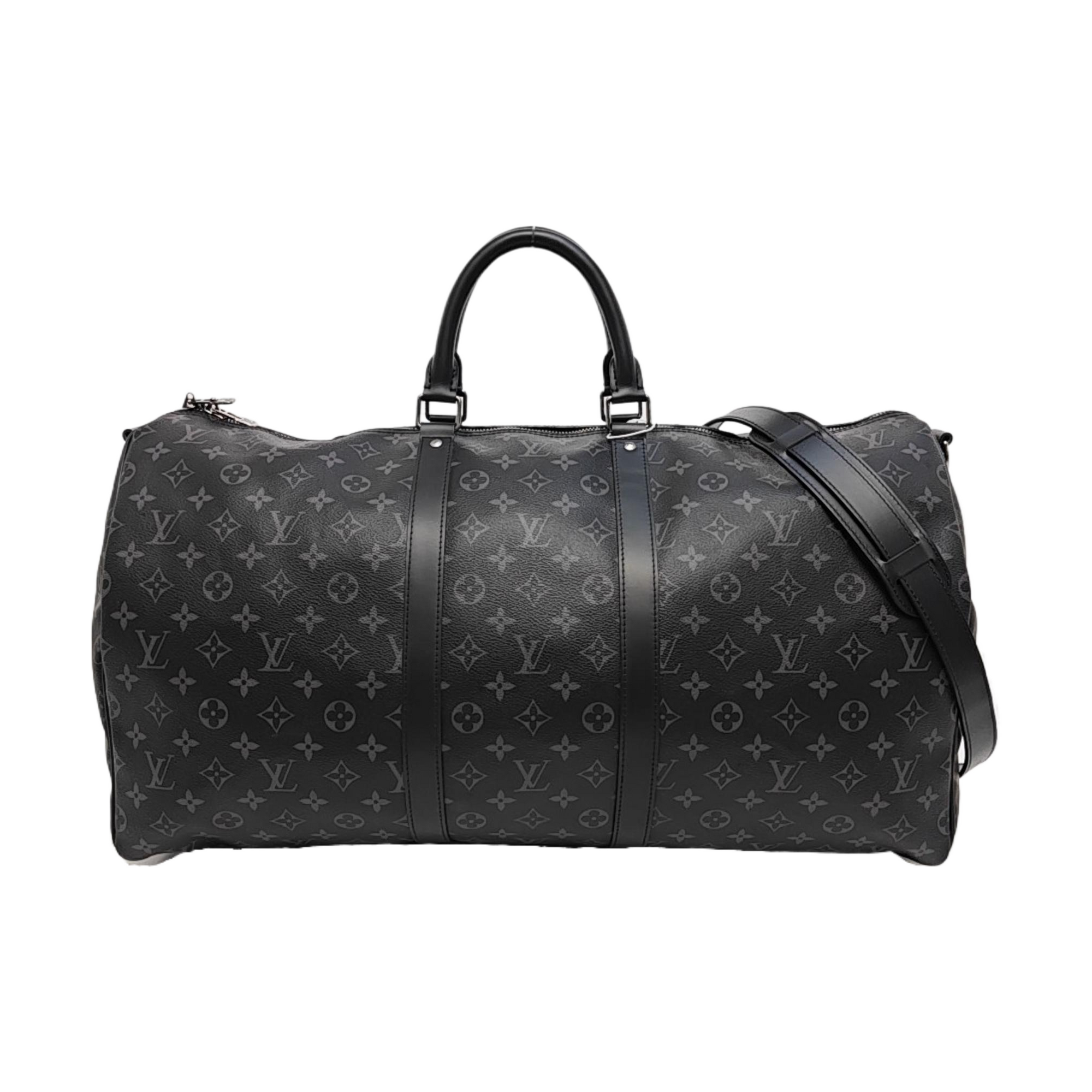 KEEPALL 55 Monogram Coated Canvas Black