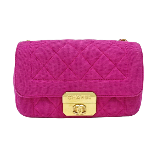 Quilted Fabric Shoulder Bag Pink
