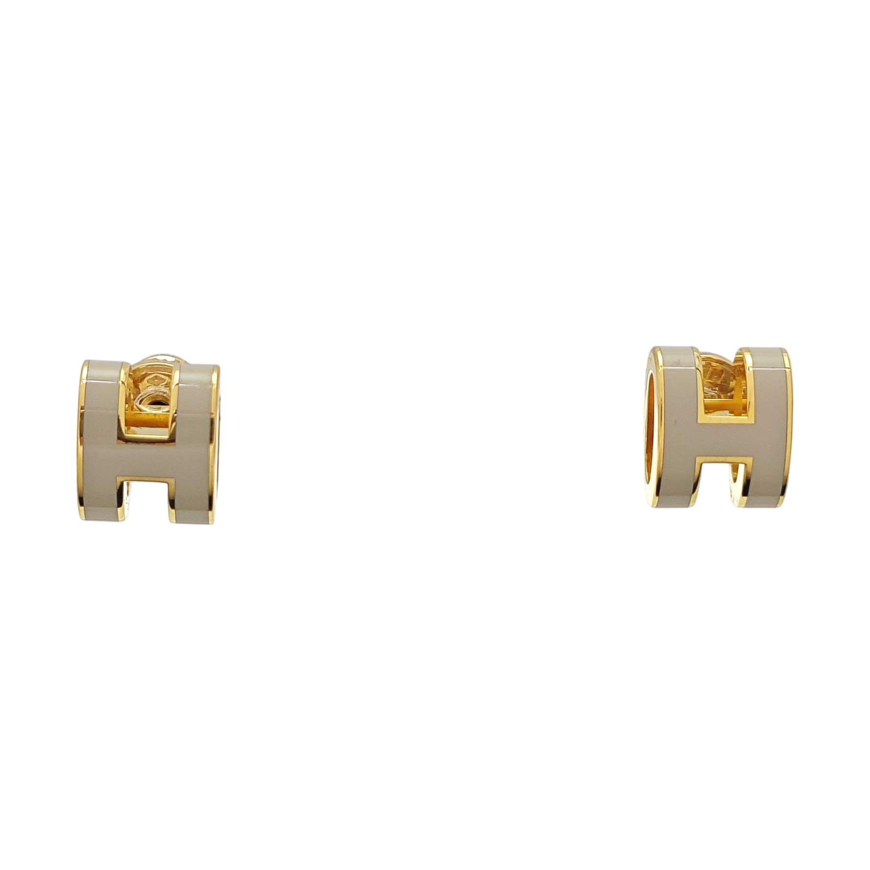 Pop H Metal Gold Stud Earrings