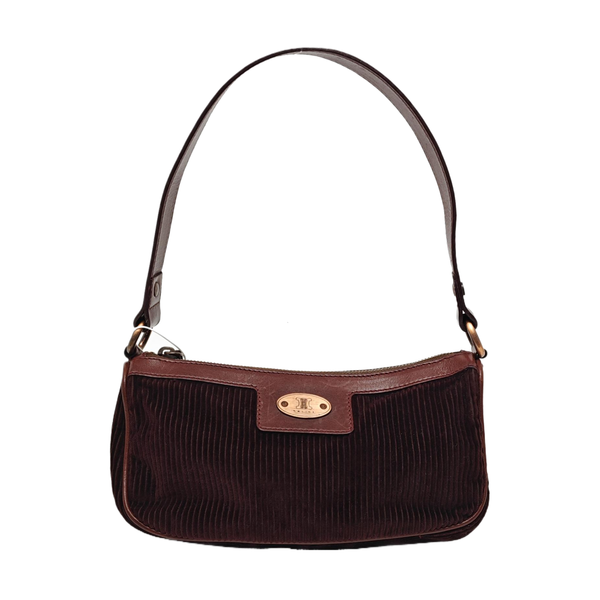 Quilted Corduroy Shoulder Bag Brown