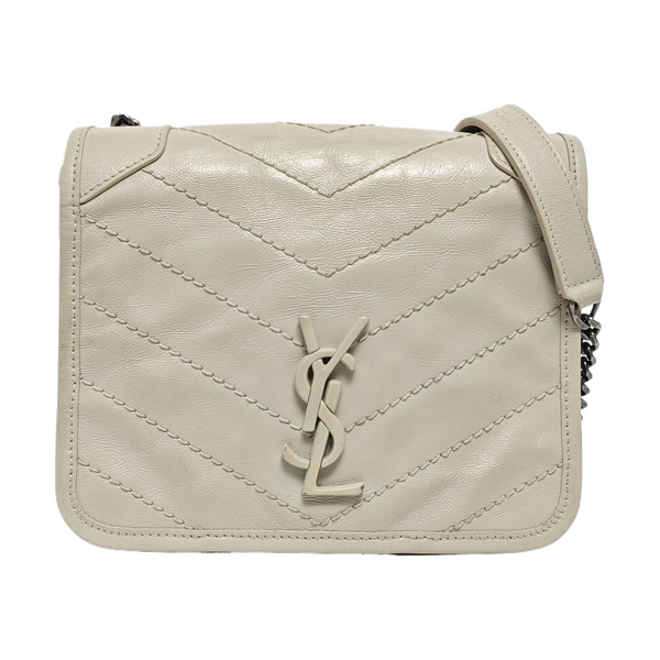NIKI Mini Chevron Calfskin White