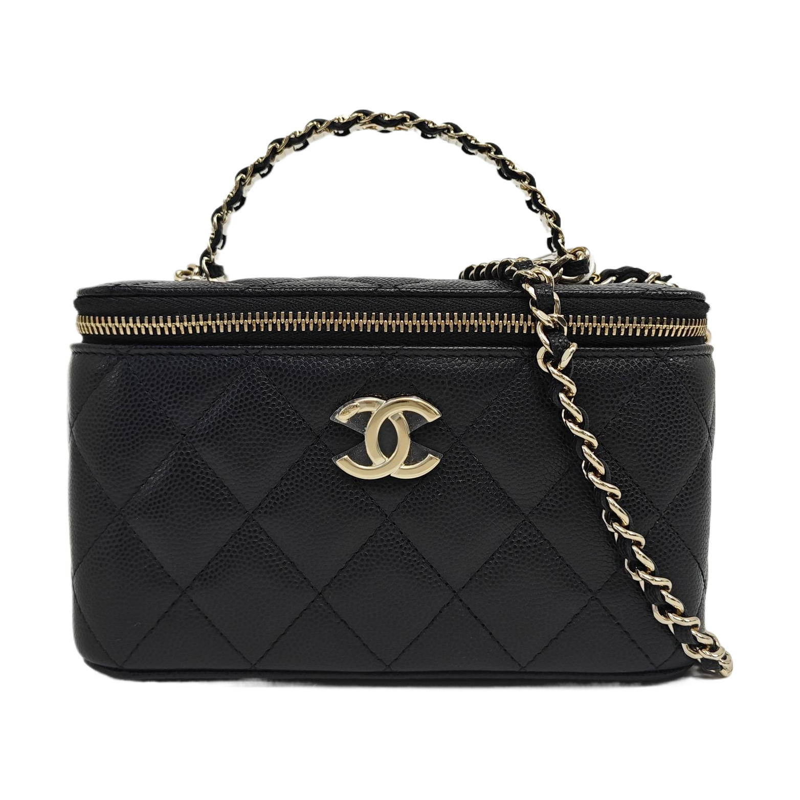 VANITY CASE Small Quilted Grained Calfskin Black
