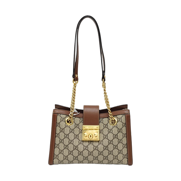 Padlock Small Monogram Coated Canvas Beige