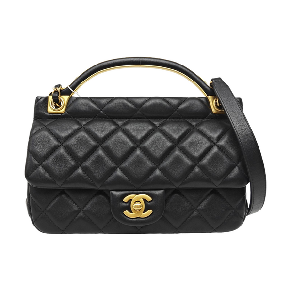 Quilted Calfskin Shoulder Bag Black
