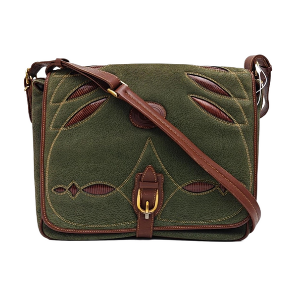 Quilted Suede Shoulder Bag Green