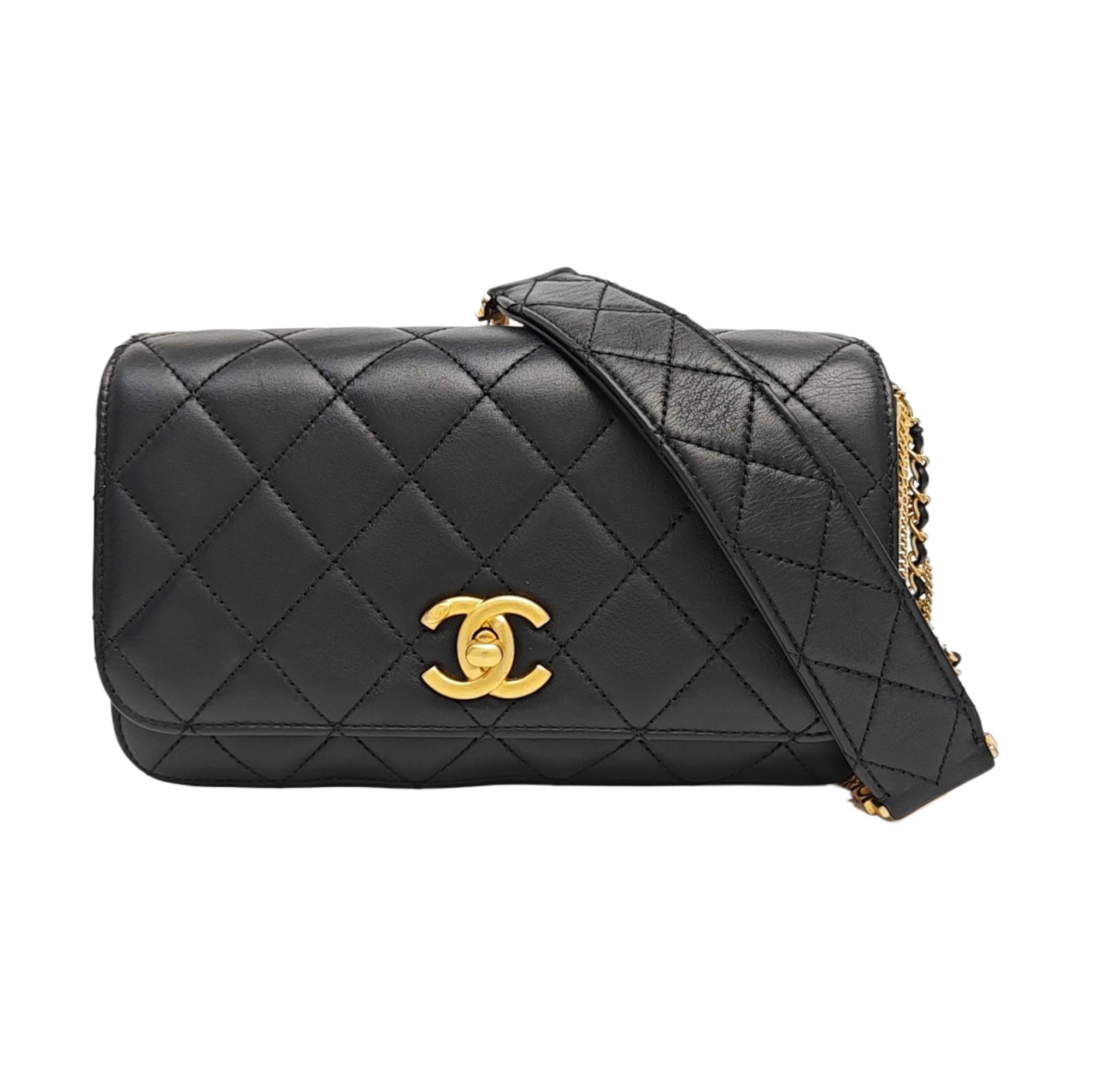 Quilted Calfskin Shoulder Bag Black