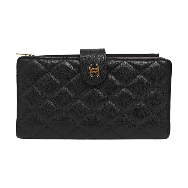 Quilted Lambskin Wallet Large Black
