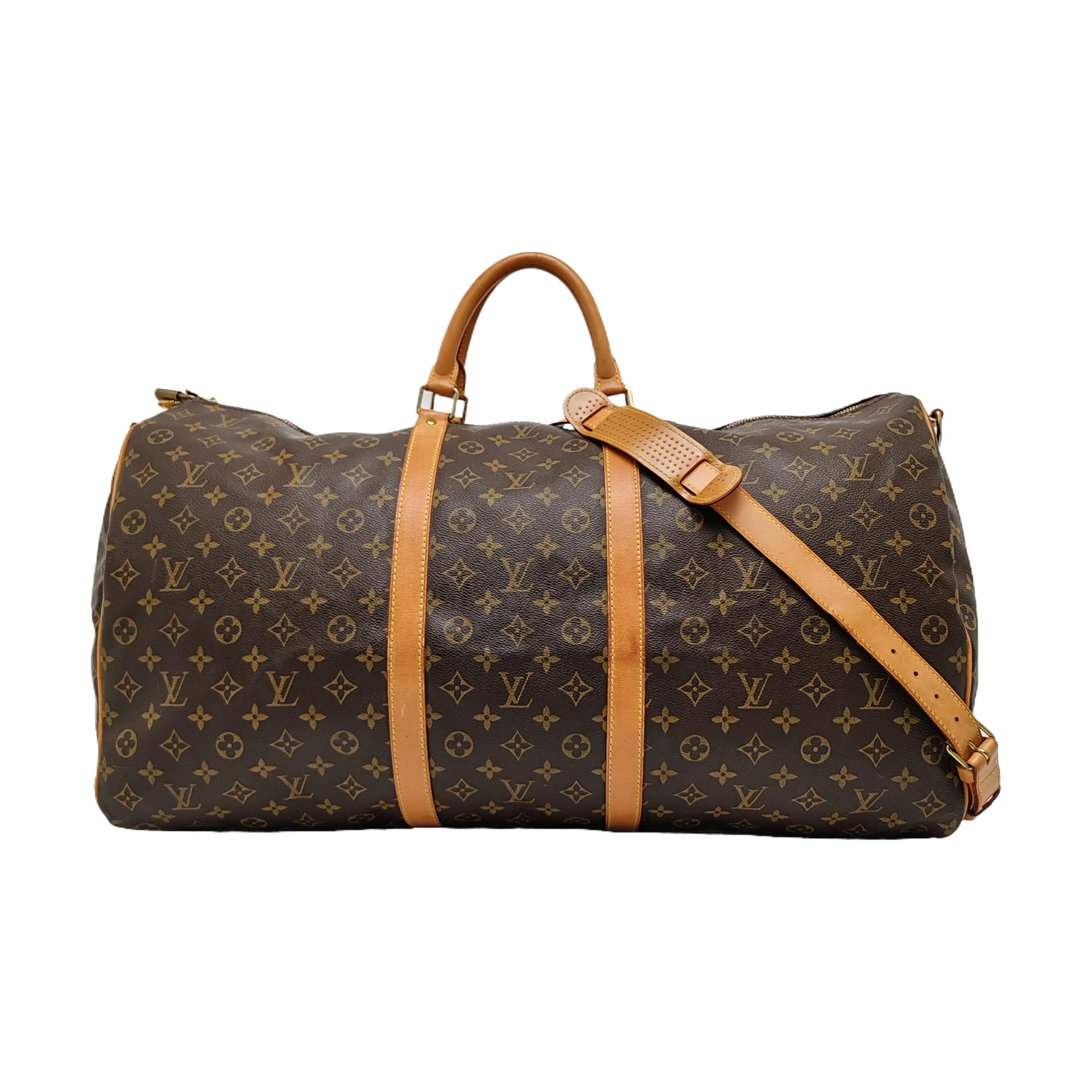 KEEPALL 60 Monogram Coated Canvas Brown