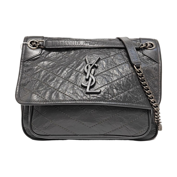 NIKI Medium Chevron Calfskin Gray