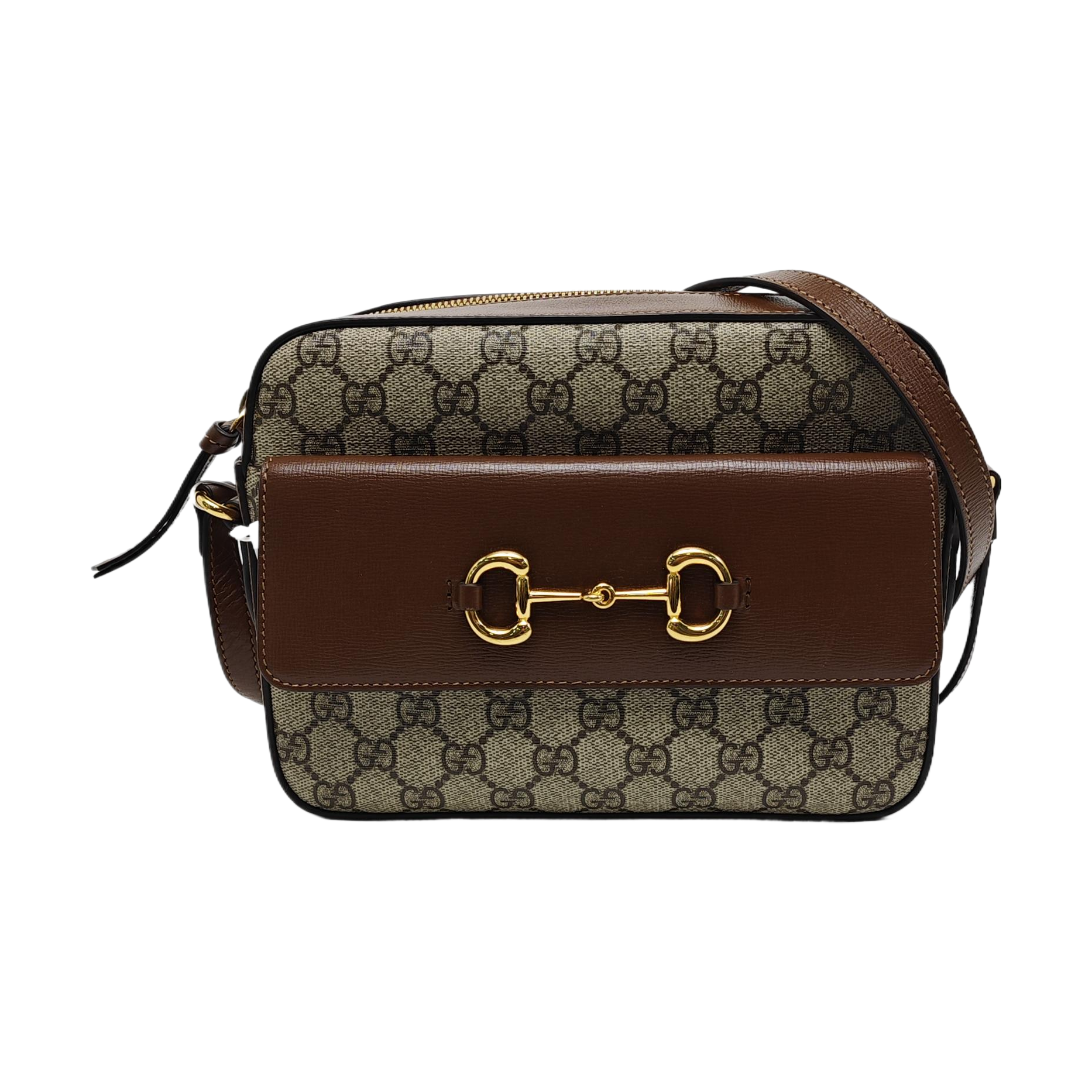 Authenticated pre-owned  Horsebit 1955 Small Coated Canvas Beige - Shoulder Bag at Looply
