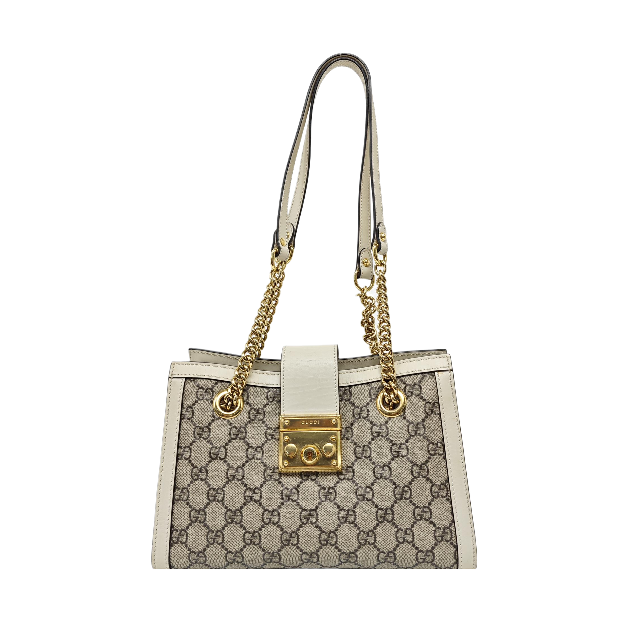 Padlock Small Monogram Coated Canvas Beige