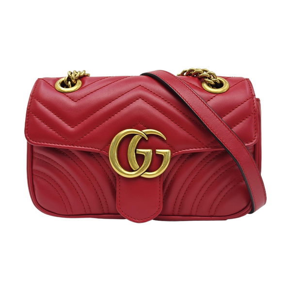 GG Marmont Small Quilted Calfskin Red