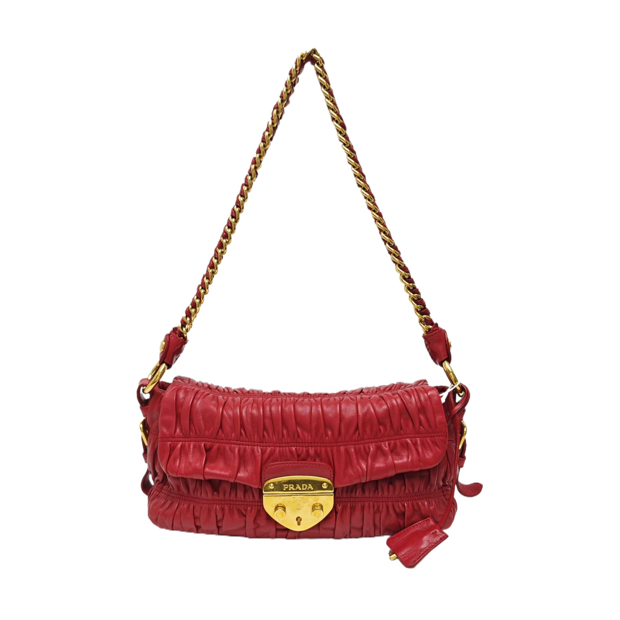 Quilted Lambskin Shoulder Bag Red
