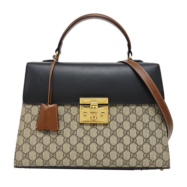 Padlock Medium Monogram Coated Canvas Beige